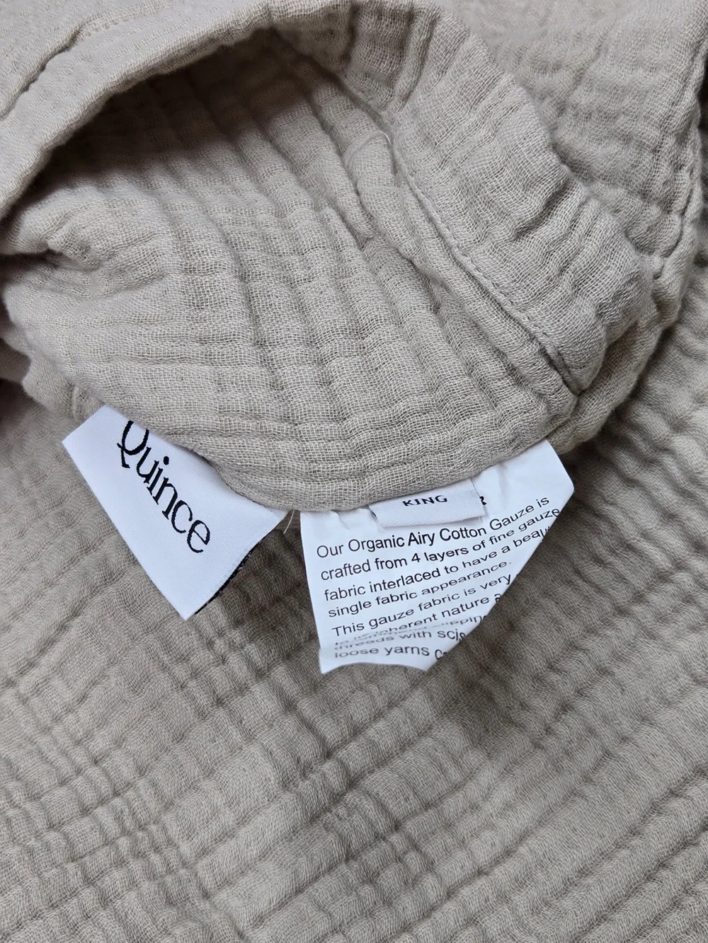 NWT QUINCE Organic Cotton Gauze Duvet Cover Set King/Cal King Dune 9285